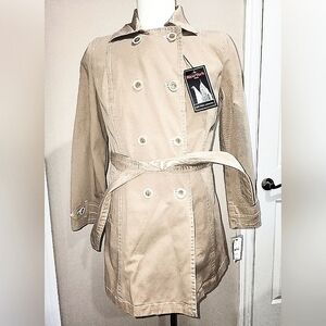 NWT NY&Company The New York Trench Double Breasted Belted Jacket Size La…